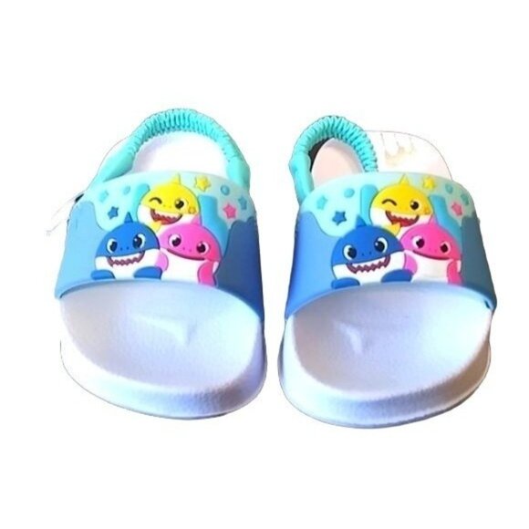 Baby Shark Toddler Size 3 Sandals Open Toe Slip-On Elastic Heel Strap - Picture 2 of 10